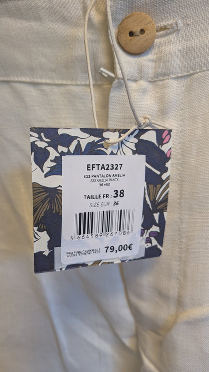 Pantalon large coton lin taille haute AMELIA