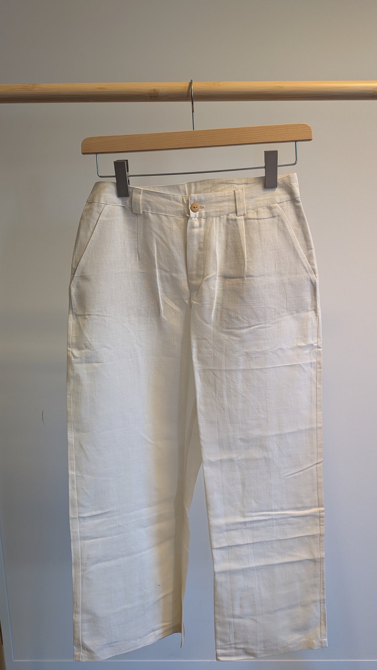 Pantalon large coton lin taille haute AMELIA