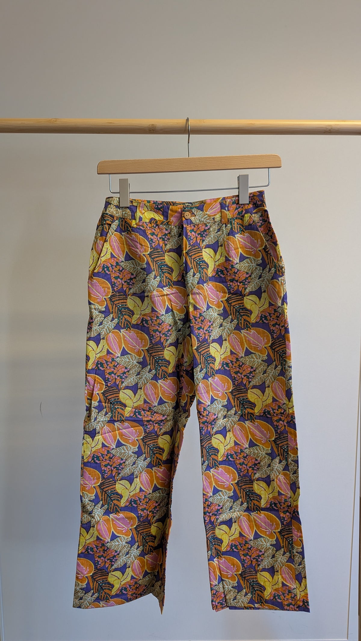 Pantalon large coton lin taille haute AMELIA