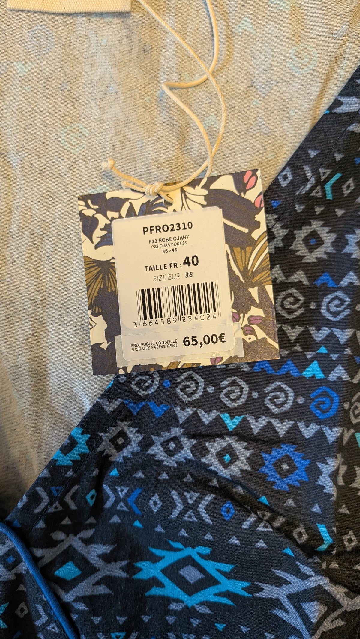Robe coton imprimé col V sans manche OJANY
