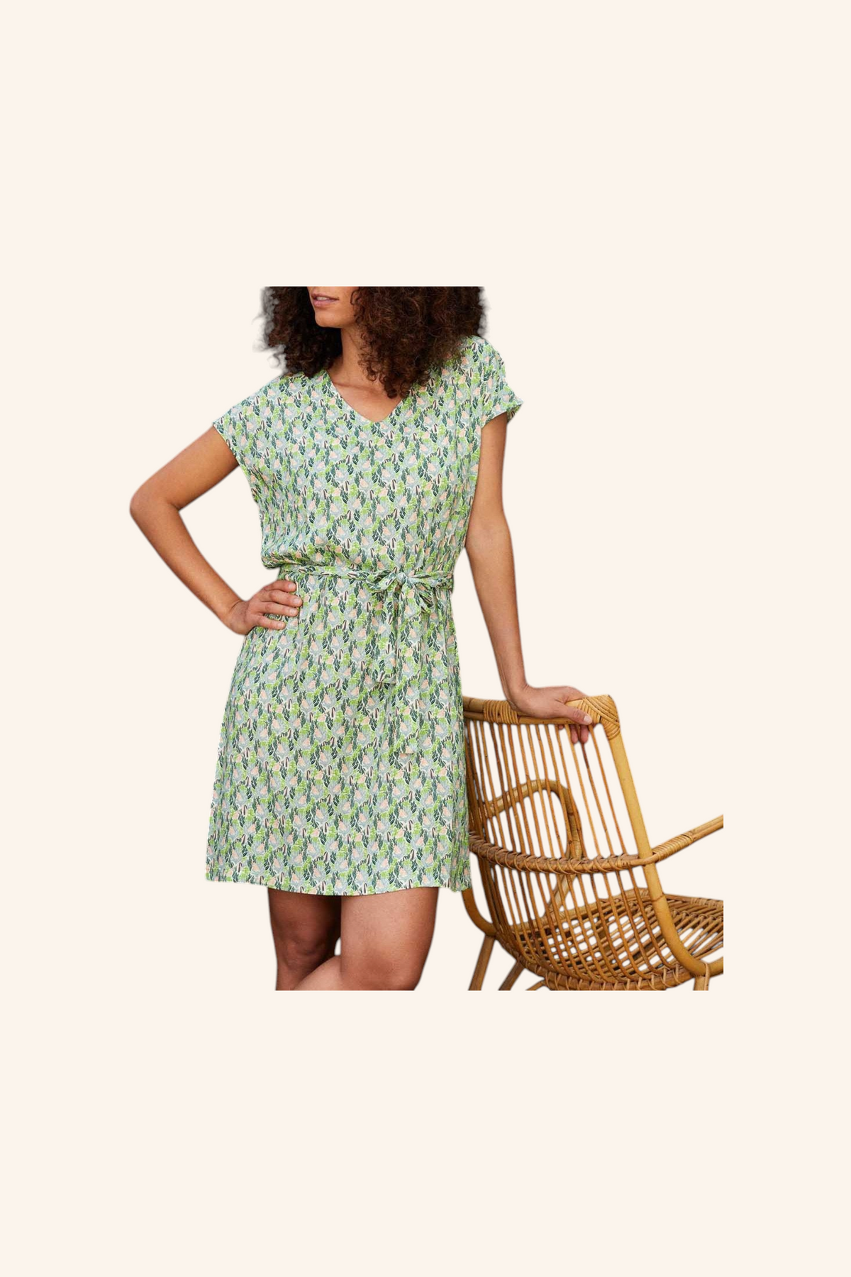 Robe droite imprimée ceinturée Ecovero TERESA