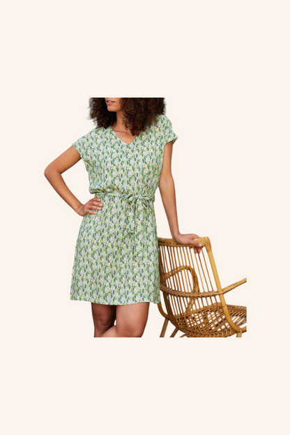 Robe droite imprimée ceinturée Ecovero TERESA