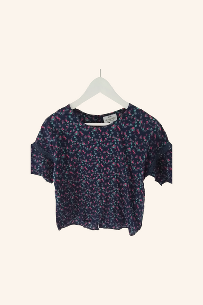 Top coton imprimé manches 3/4 avec guipures