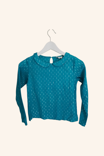 Tunique coton enfant coloris turquoise et fil brillant