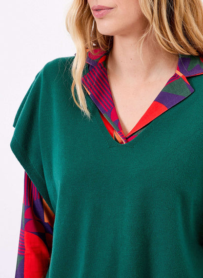 Pull maille sans manche col V SATINKA