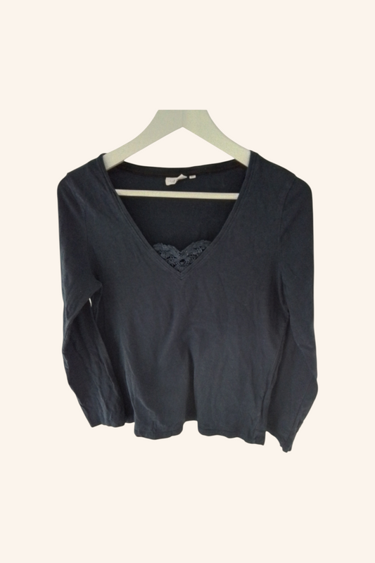 Tee-shirt manches longues coton biologique bleu marine