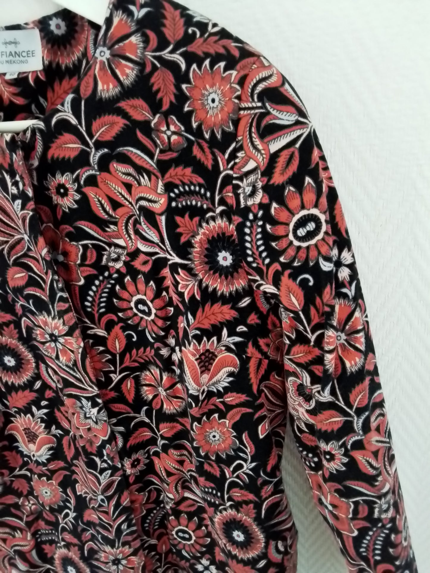 Veste longue coton  boutonnée