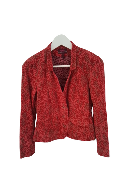 Veste velours courte boutonnée imprimée