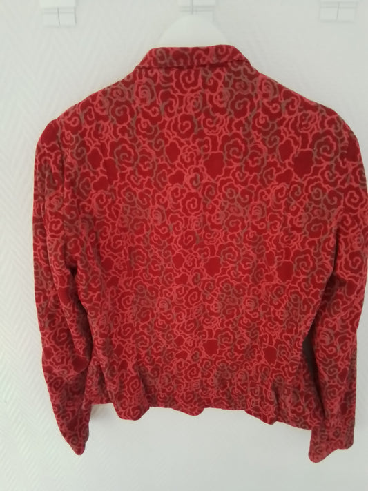 Veste velours courte boutonnée imprimée