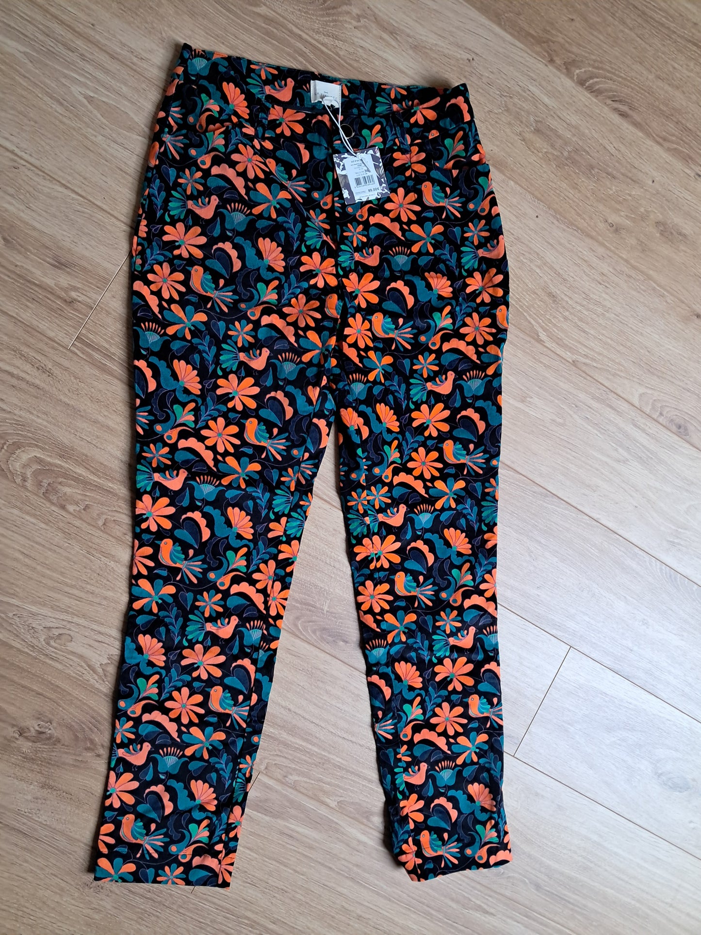 Pantalon velours lisse imprimé cigarette MARITA