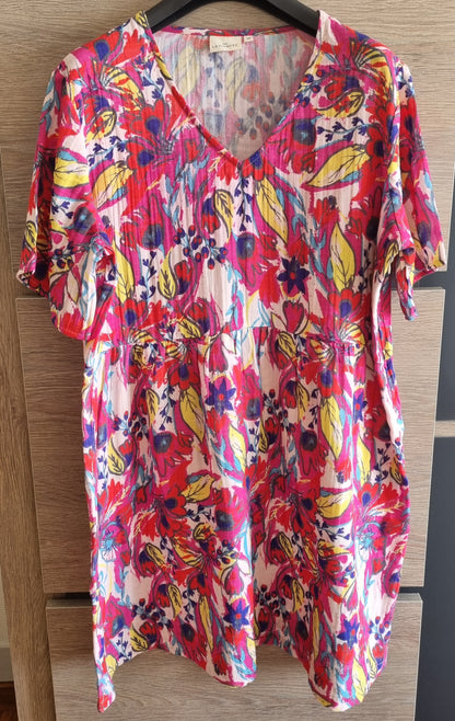Robe évasée imprimée gaze de coton XIABO