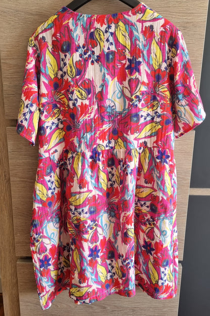 Robe évasée imprimée gaze de coton XIABO