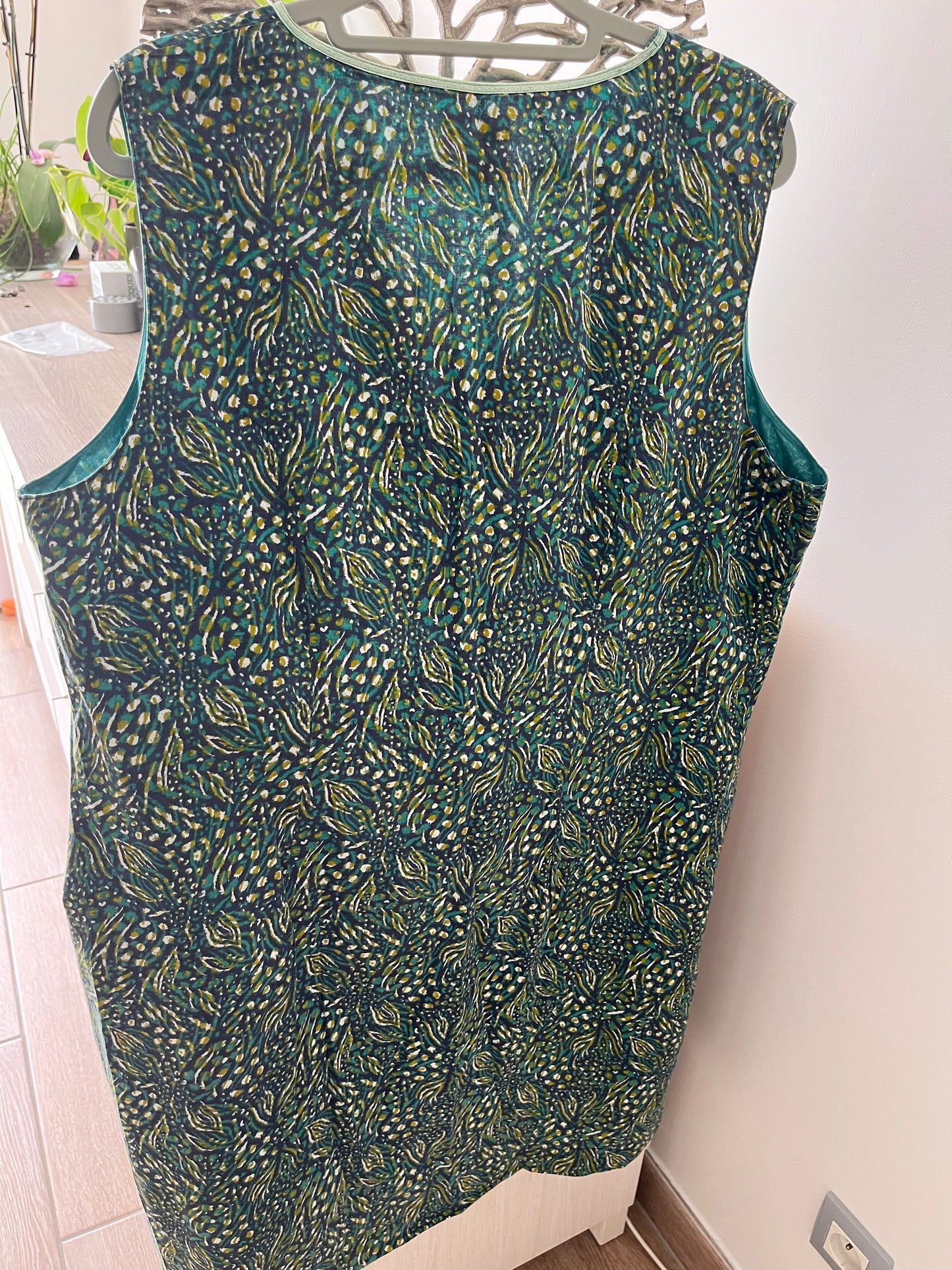 Robe droite verte et bleue été