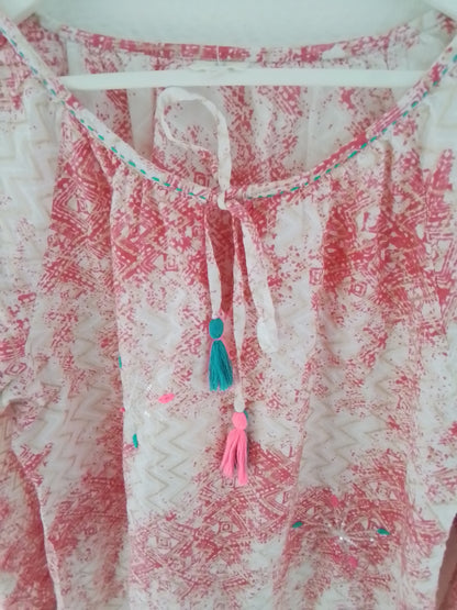 Tunique coton coupe droite avec fil lurex et sequins