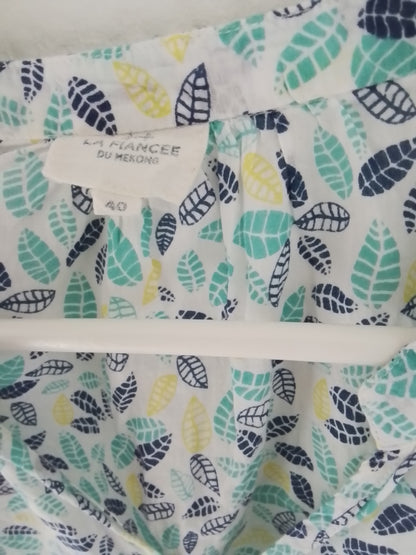Chemise coton imprimé col mao