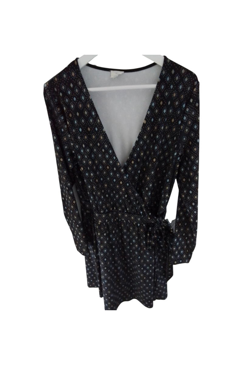 Robe velours portefeuille cache cœur avec nœud à la taille
