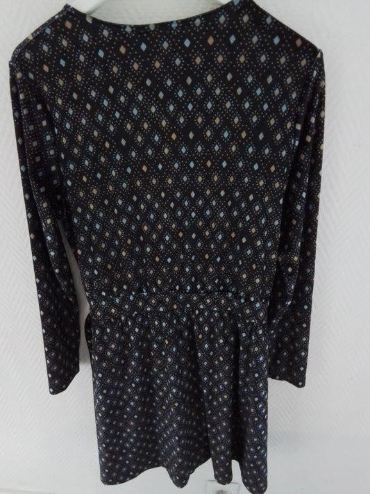 Robe velours portefeuille cache cœur avec nœud à la taille