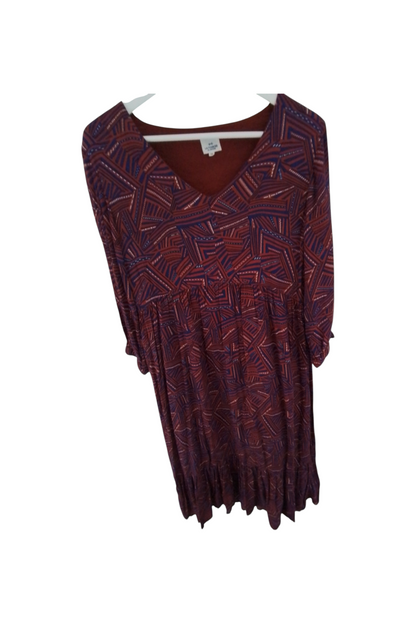 Robe midi imprimée coton,  col v