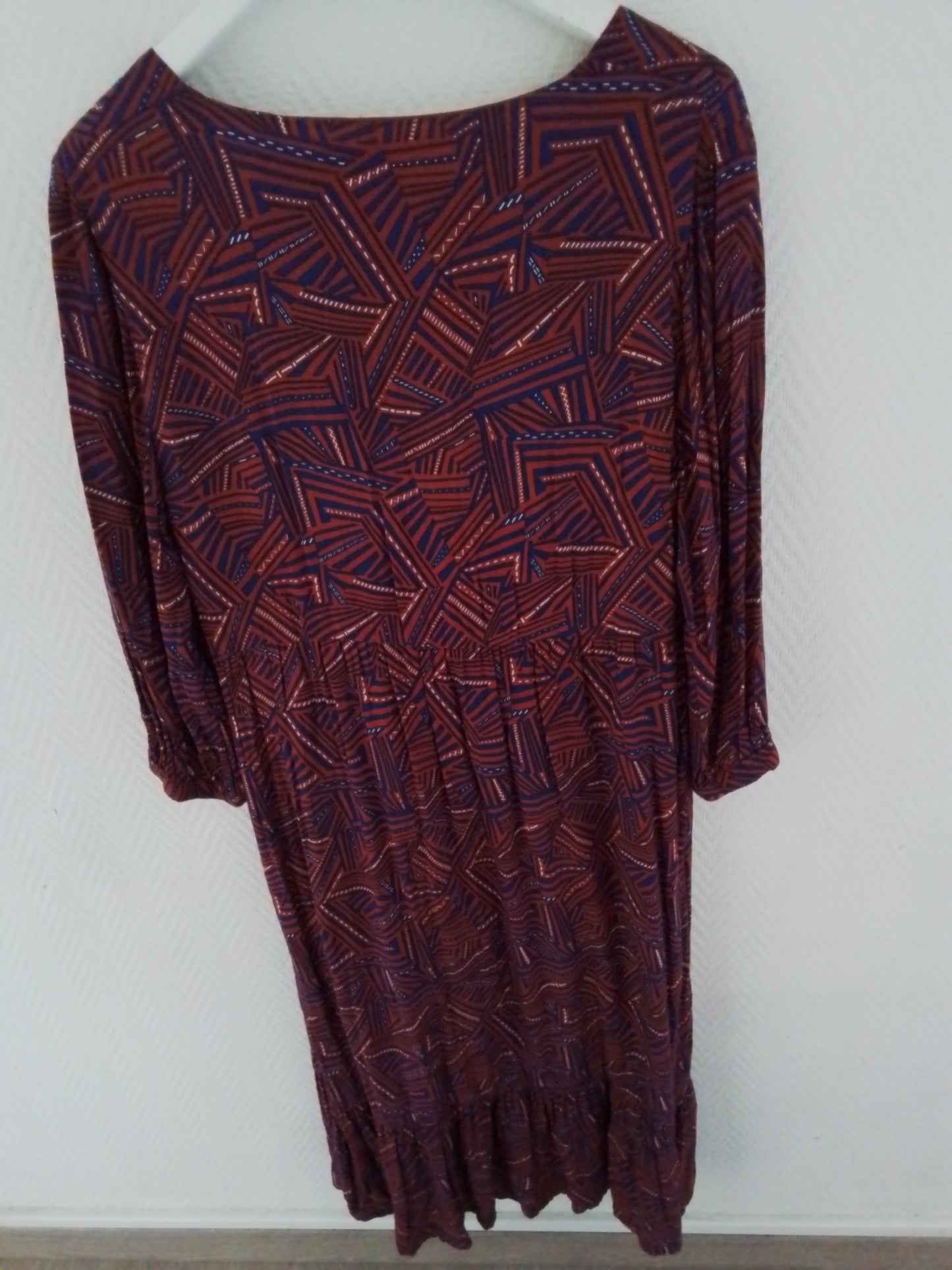 Robe midi imprimée coton,  col v