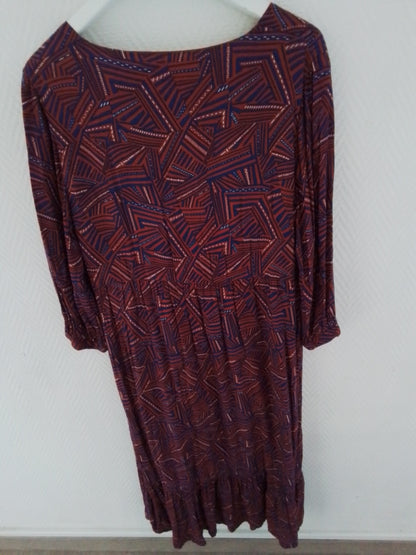 Robe midi imprimée coton,  col v