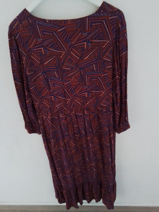 Robe midi imprimée coton,  col v