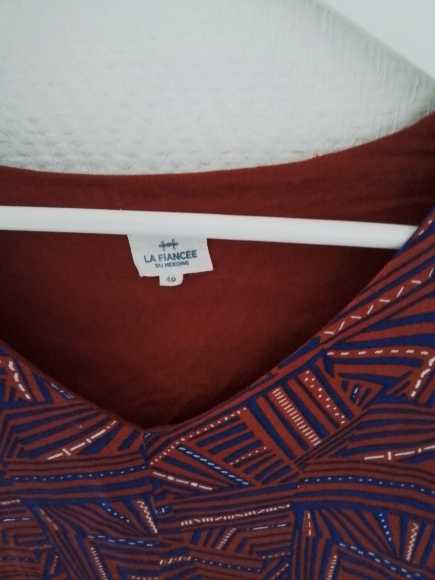 Robe midi imprimée coton,  col v