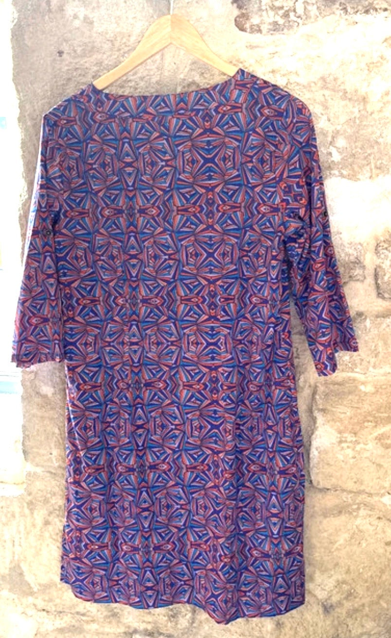 La Fiancee robe courte Camila imprimée orange bleu violet taille 40
