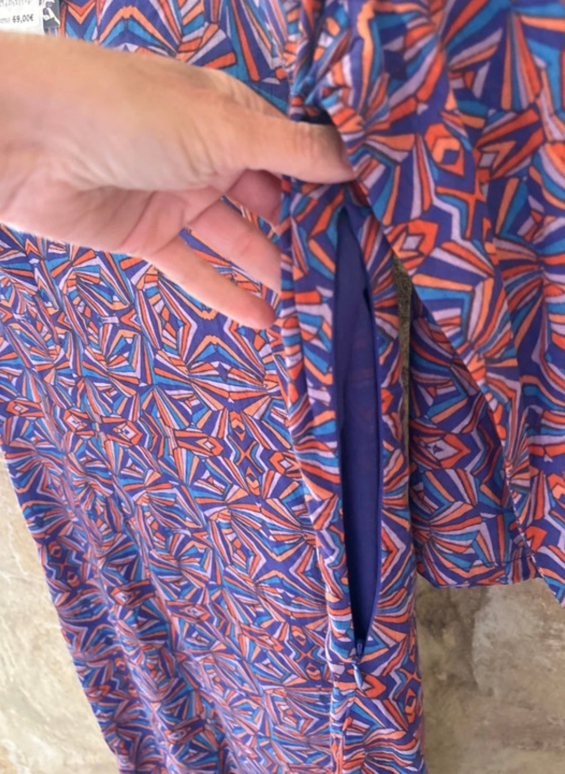La Fiancee robe courte Camila imprimée orange bleu violet taille 40
