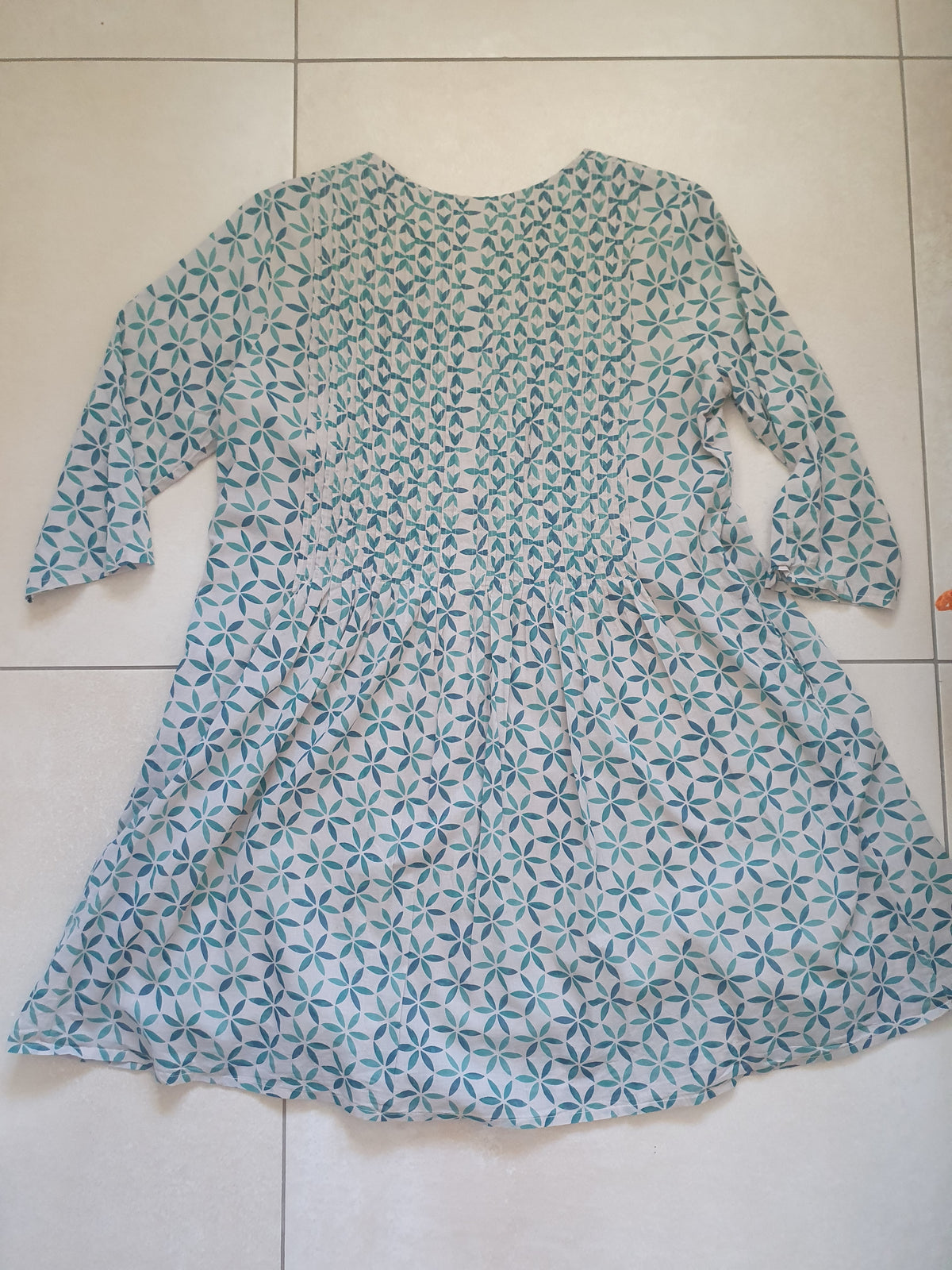 Robe imprimée voile de coton bio plissé SANCHA
