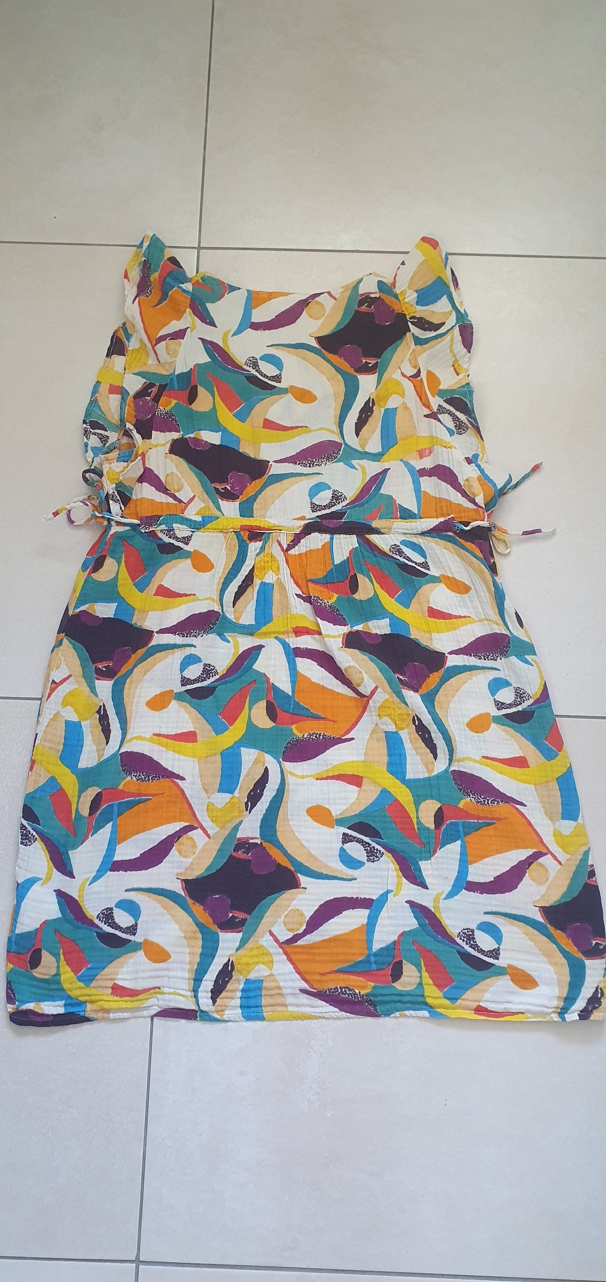 Robe courte volants gaze de coton ORUDA