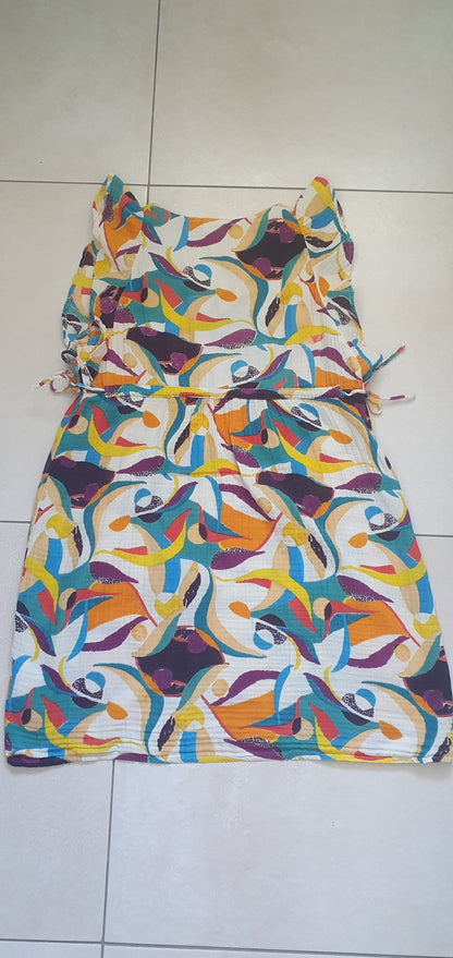 Robe courte volants gaze de coton ORUDA