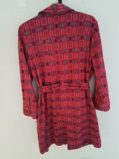 Manteau coton imprimé ceinturé et boutonné