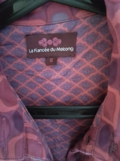 Manteau coton imprimé ceinturé et boutonné