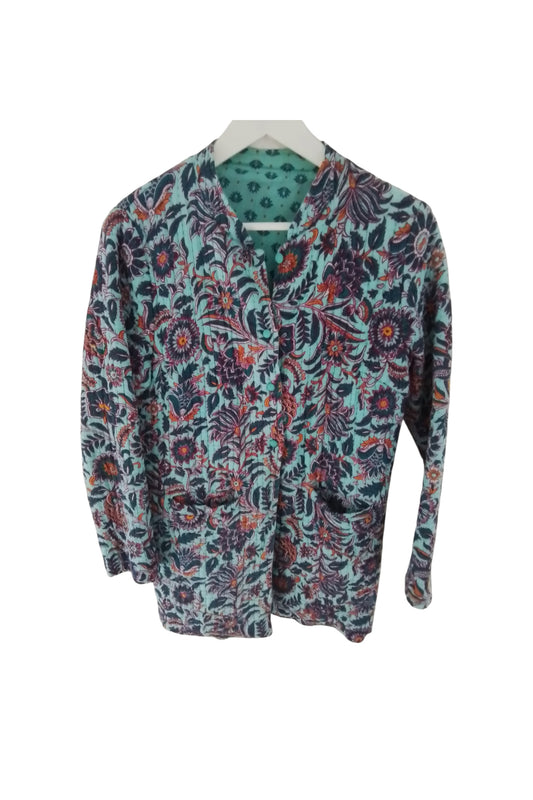 Manteau mi long réversible en coton imprimé