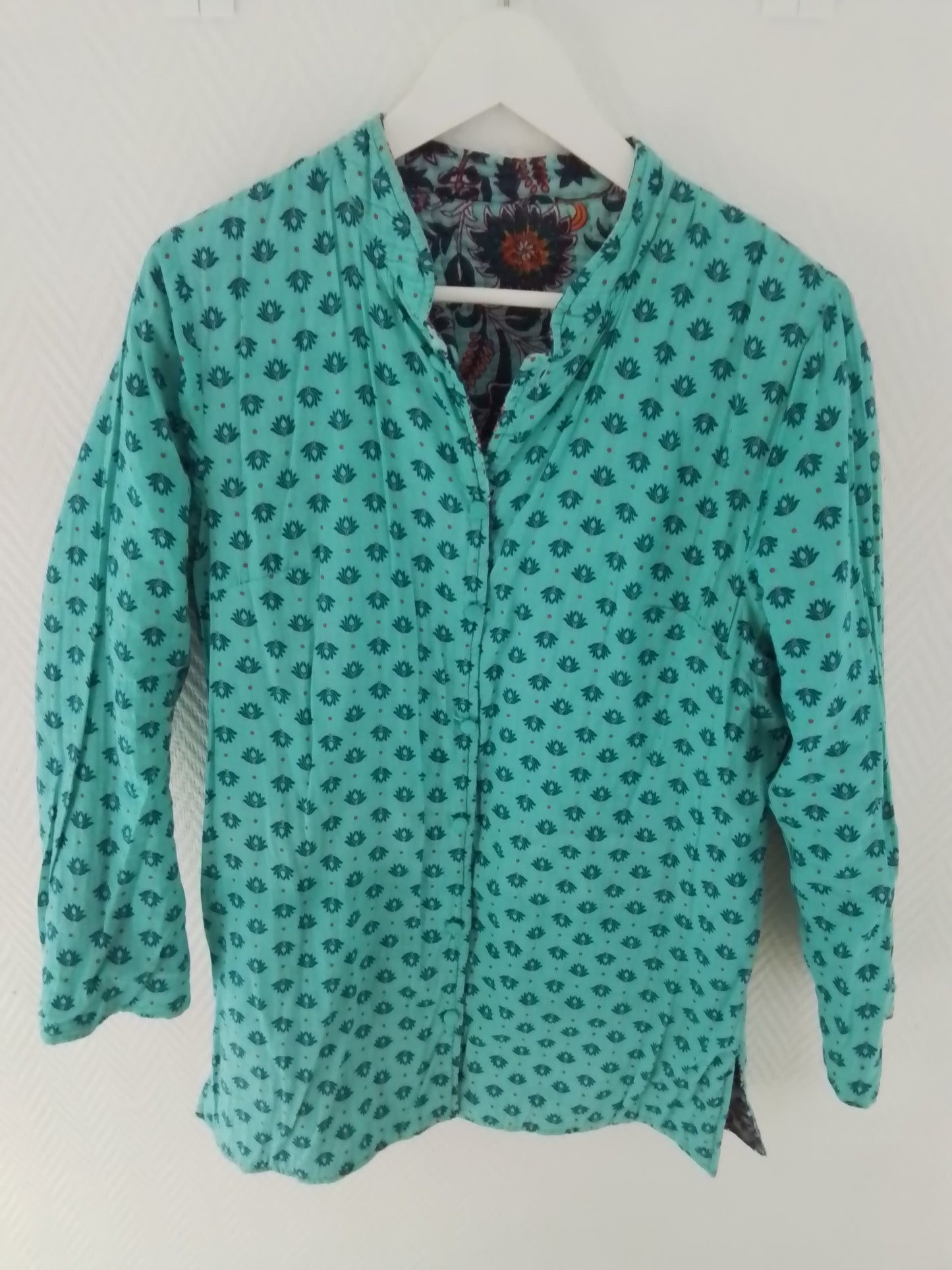 Manteau mi long réversible en coton imprimé