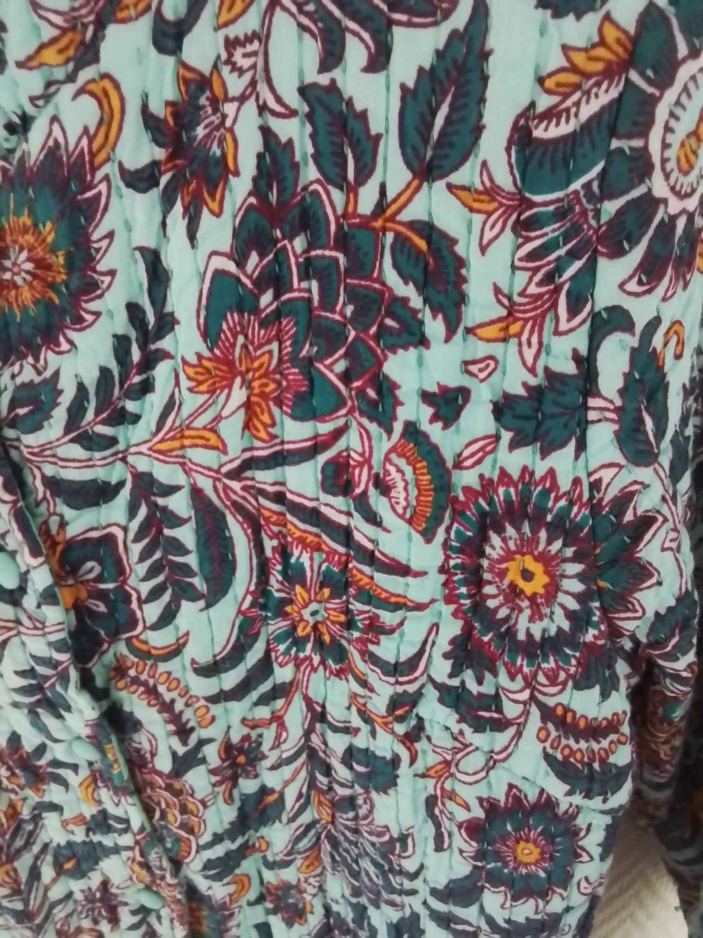 Manteau mi long réversible en coton imprimé