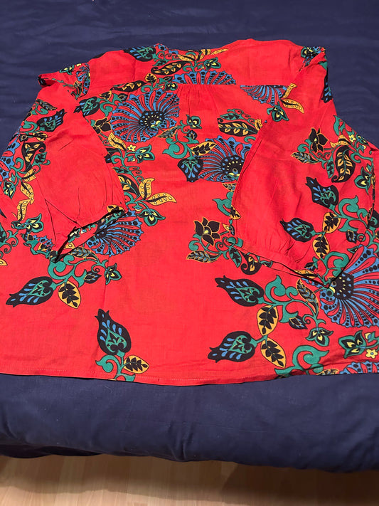 Blouse voile de coton col tunisien