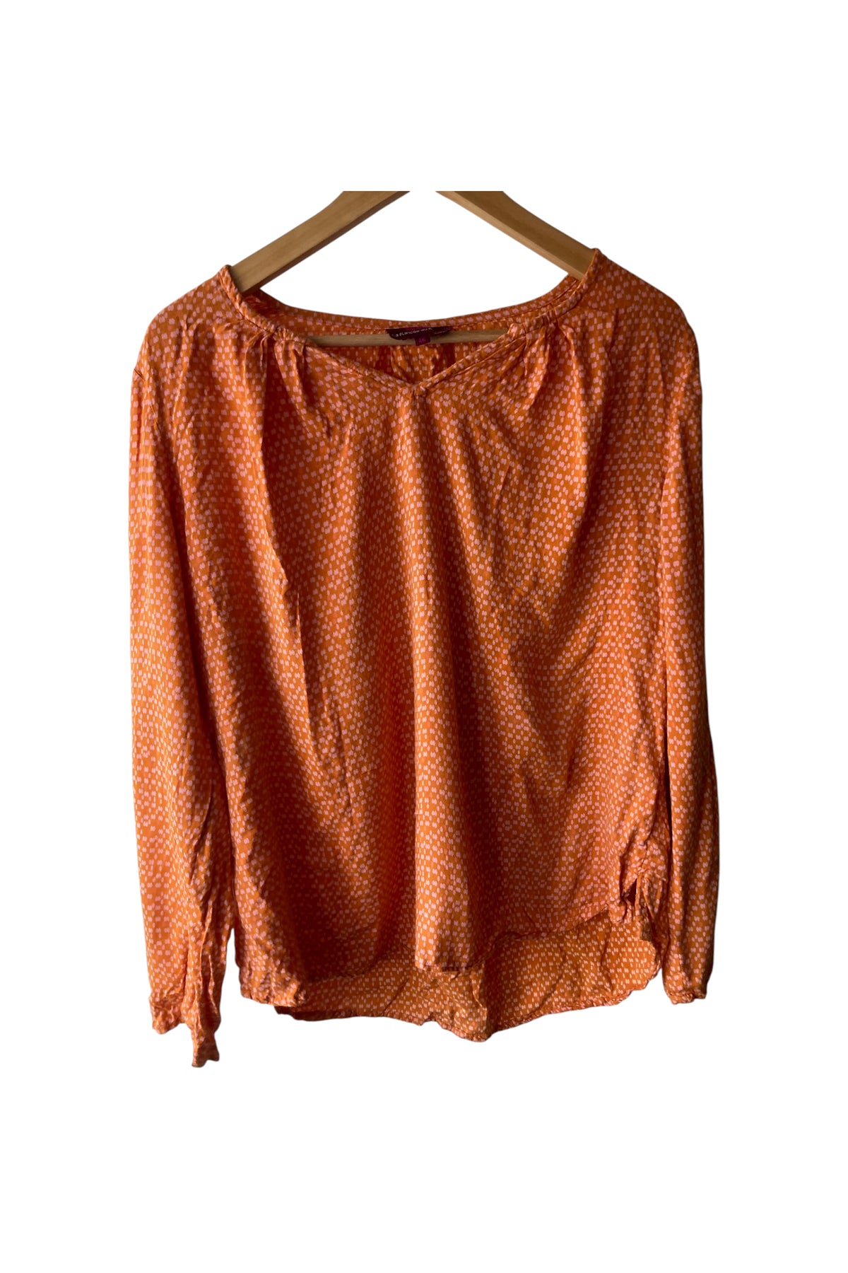 Blouse imprimé orange et rose à manches longues