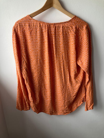 Blouse imprimé orange et rose à manches longues
