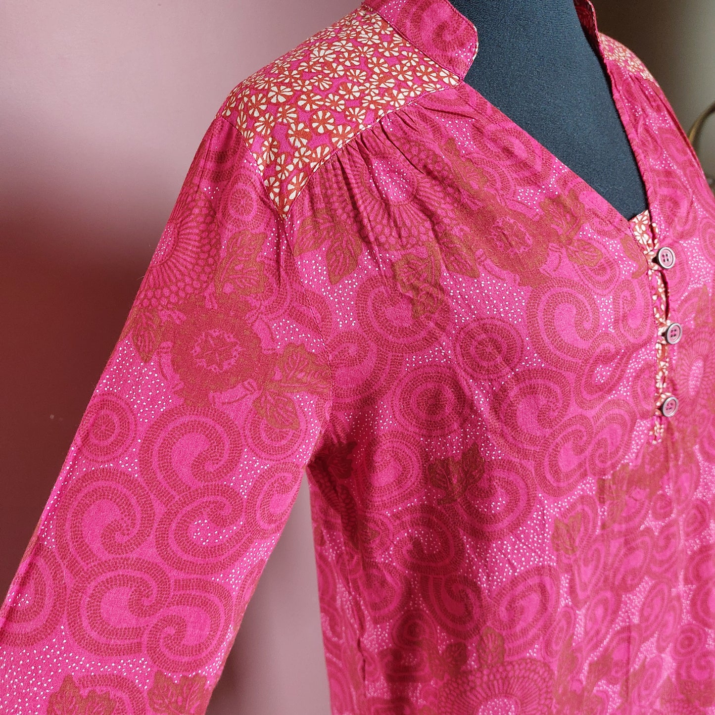 magnifique tunique fuchsia voile de coton