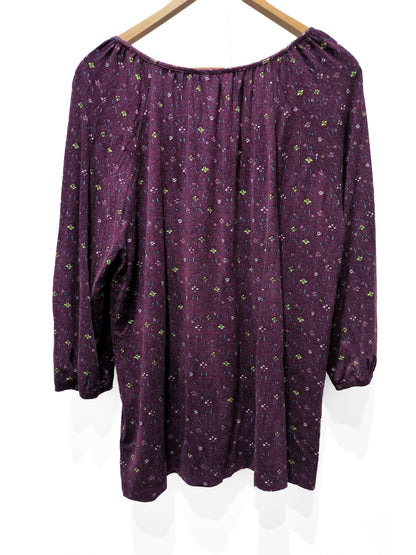 Top fluide col rond froncé, manches ¾ maille 95% viscose
