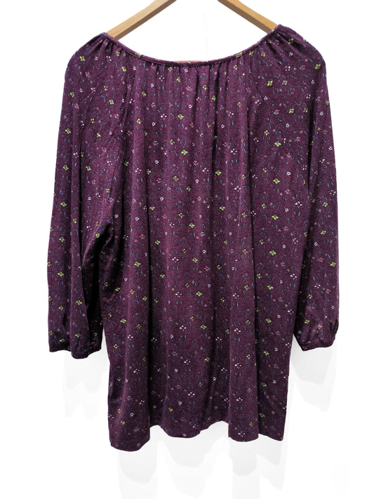 Top fluide col rond froncé, manches ¾ maille 95% viscose