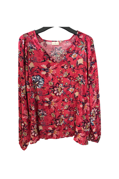 Blouse rose manches longues à motif