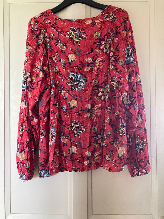Blouse rose manches longues à motif