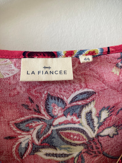 Blouse rose manches longues à motif