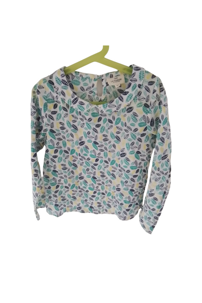 Top petite fille manches longues coton imprimé,  taille 8 ans