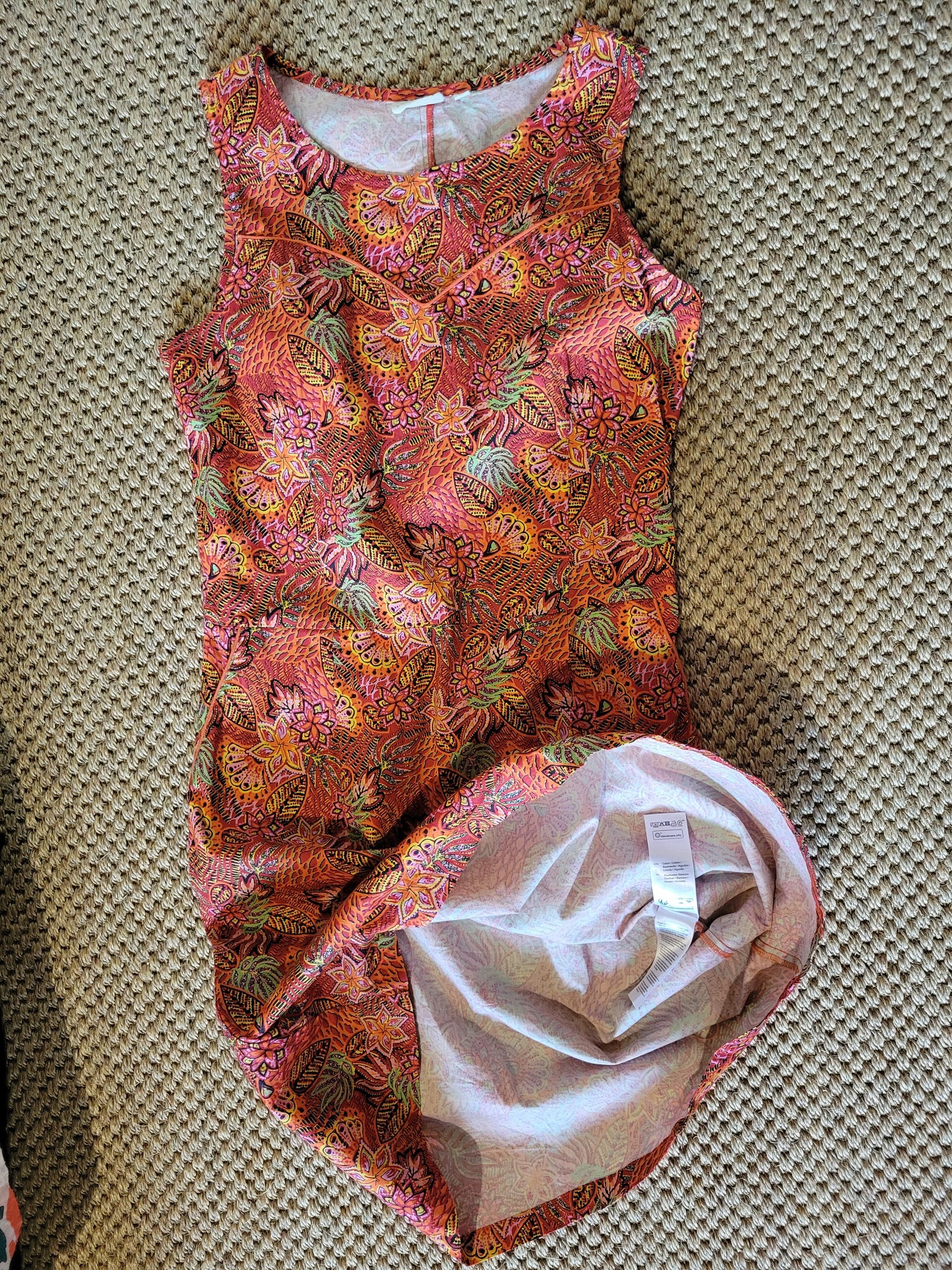 Robe coton imprimée sans manche IDANIA