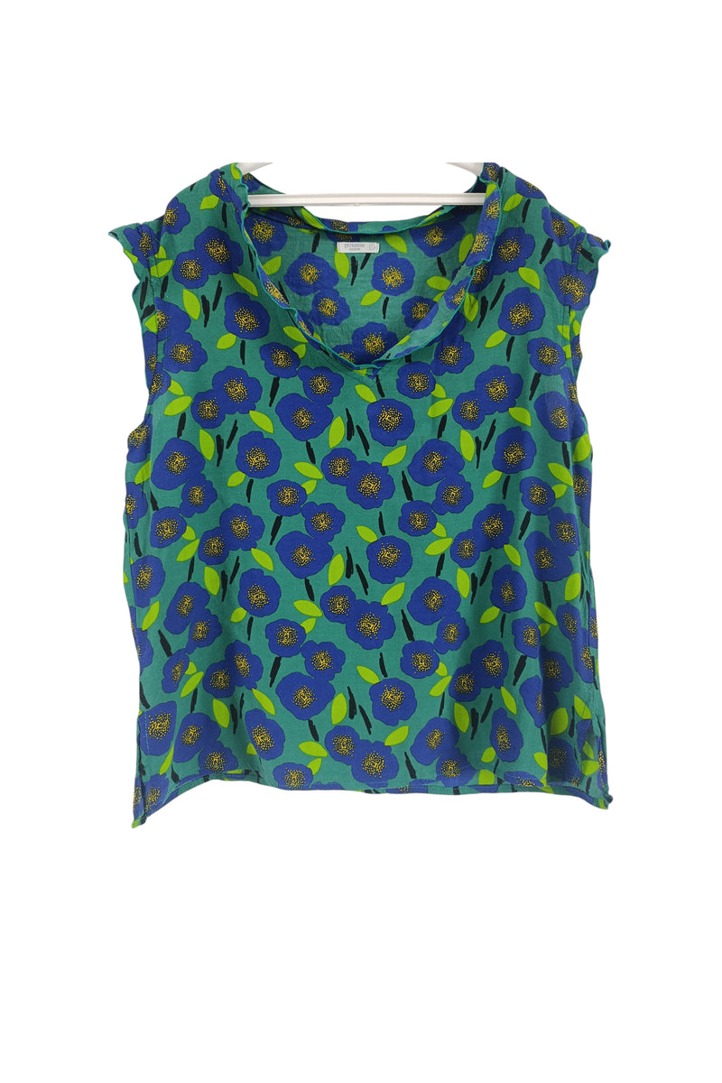 Haut frais et léger à fleurs bleues
