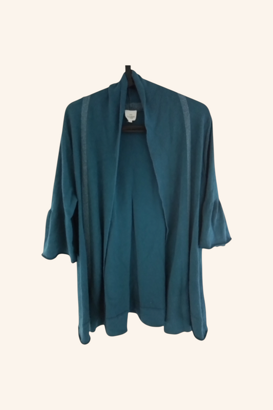 Gilet coupe large manches 3/4 bleu canard