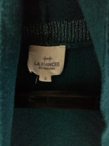 Gilet coupe large manches 3/4 bleu canard